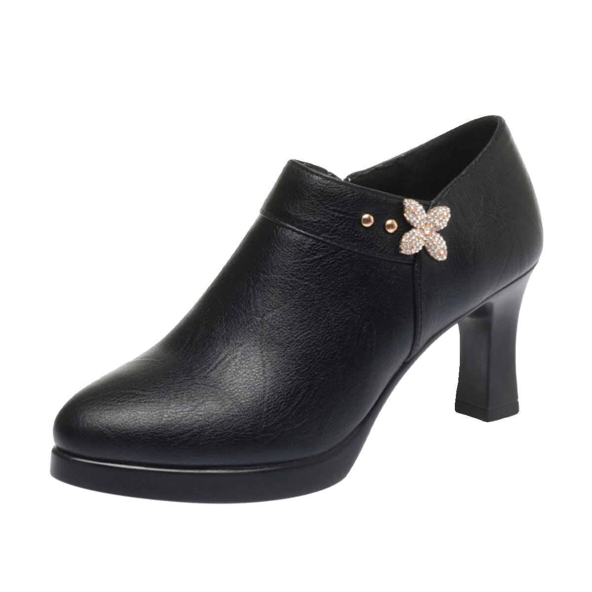 秋季女鞋新款职业工作鞋旗袍走秀高跟鞋粗跟防水台深口皮鞋单鞋女,淘宝优惠券,粉丝福利购,淘宝优惠卷