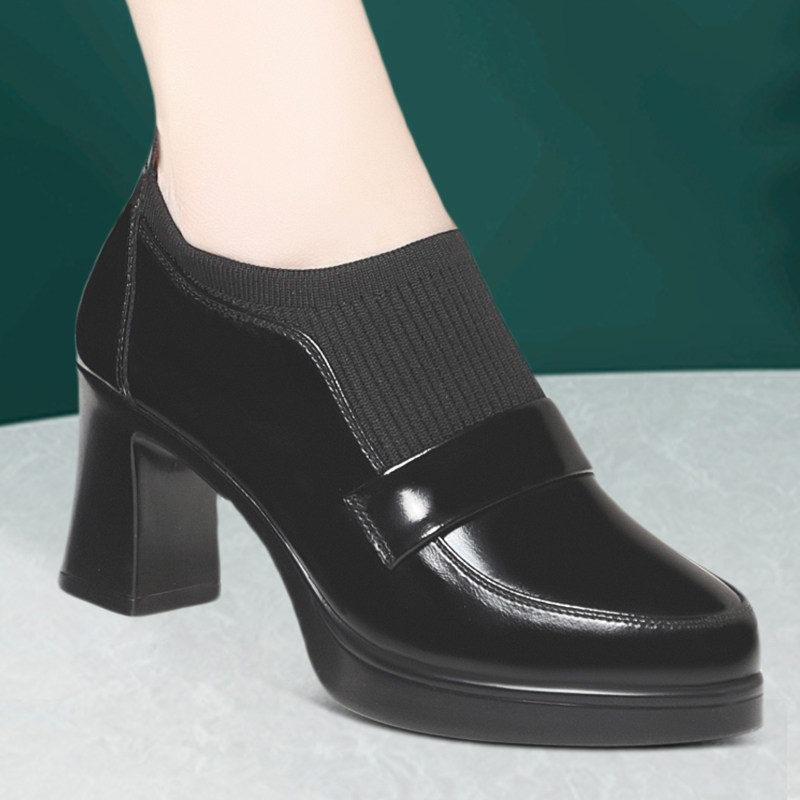 透气新款百搭职业高跟鞋时尚耐磨防滑皮鞋职业工作轻便深口单鞋子,淘宝优惠券,粉丝福利购,淘宝优惠卷