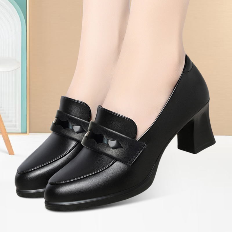 外穿旗袍走秀女鞋高跟时尚深口单鞋粗跟防水台妈妈鞋百搭低帮皮鞋,淘宝优惠券,粉丝福利购,淘宝优惠卷