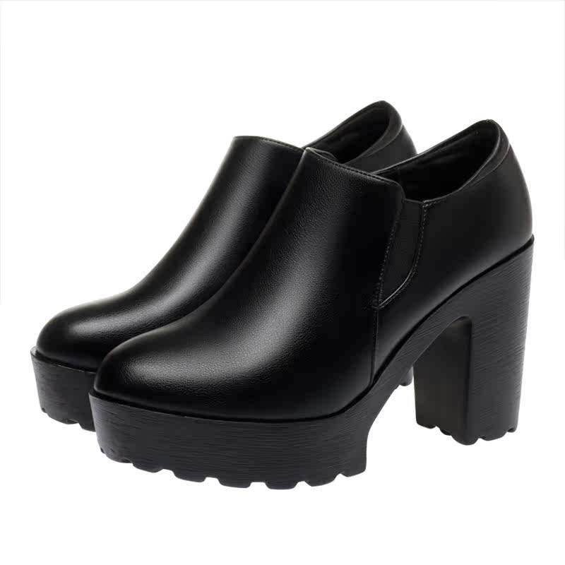 工作鞋厚底女旗袍鞋走秀妈妈鞋防水台高跟鞋真皮深口单鞋粗跟皮鞋,淘宝优惠券,粉丝福利购,淘宝优惠卷