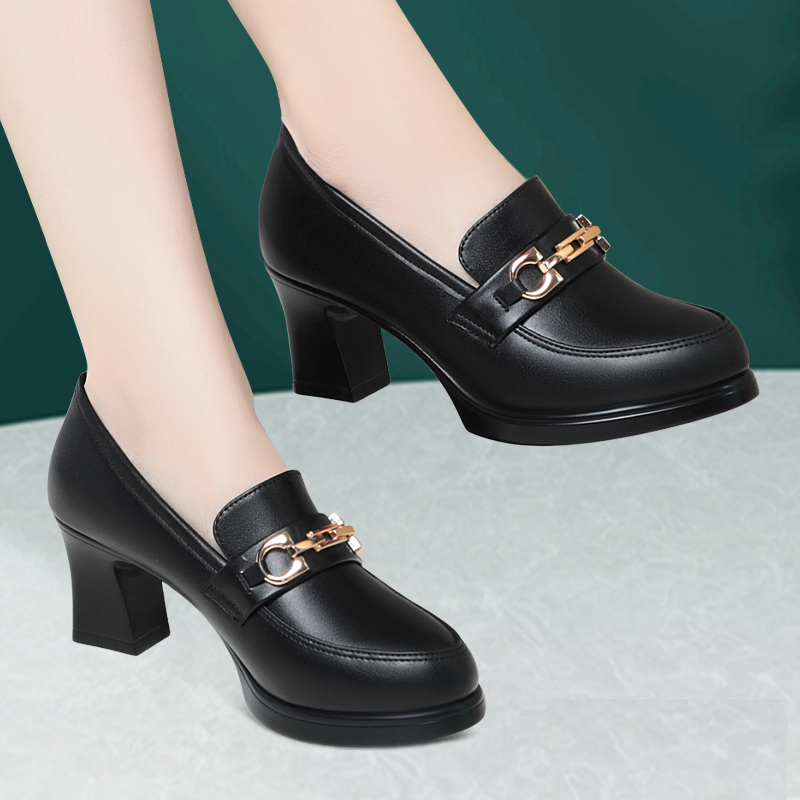 不累脚高跟鞋真皮乐福鞋防水台女鞋旗袍走秀鞋深口单鞋粗跟皮鞋女,淘宝优惠券,粉丝福利购,淘宝优惠卷