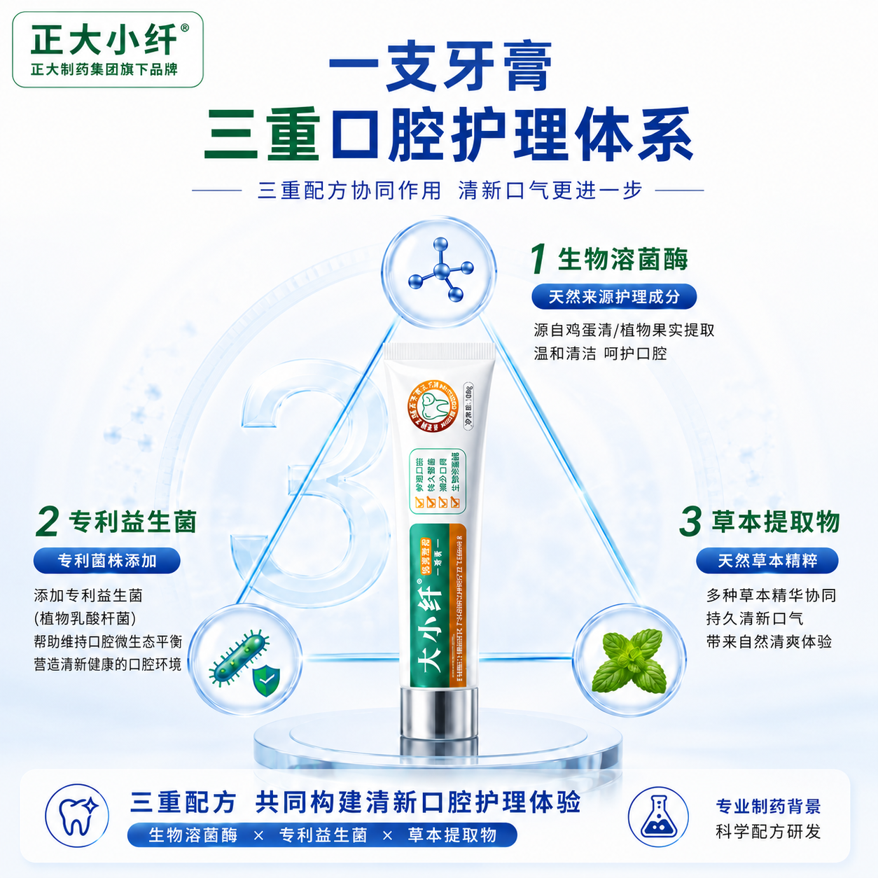 正大制药正品沁爽清香牙膏100g专利益生菌去口臭成人口腔护理