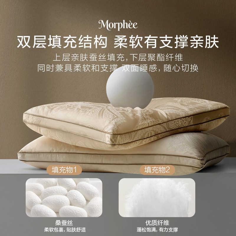 德国天然蚕丝枕头护颈椎助睡眠成人颈椎专用护颈枕双层填充枕头芯,淘宝优惠券,粉丝福利购,淘宝优惠卷