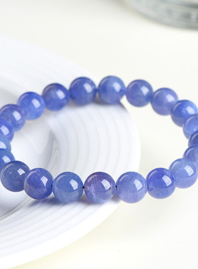 跨境久雅水晶 天然坦桑石圆珠散珠 坦桑石单圈手链 手串 厂家