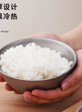 纯钛饭碗双层隔热防烫钛碗轻量健康钛餐具户外露营野餐钛餐具套装