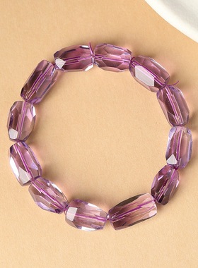 跨境蓓蓓福  天然巴西紫水晶随型手链 浅紫色紫水晶刻面手串