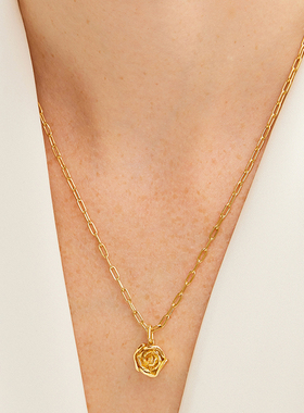 Neverfar纯银手工玫瑰项链