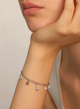 Neverfar自然之愈系列彩石贝纹手链饰品天然虎眼石手链女款高级感