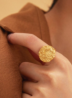 Neverfar敦煌手工雕蜡圆盘戒指