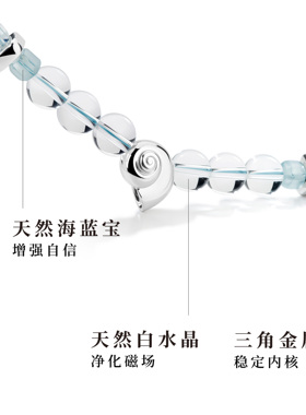 海洋系列月光螺海蓝宝白水晶项链