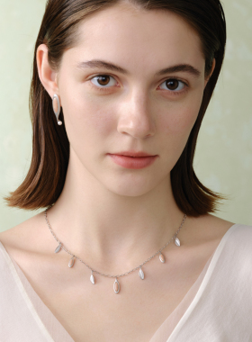 【官方立享88折】Neverfar自然之愈系列彩石叶片粉贝母颈链轻奢