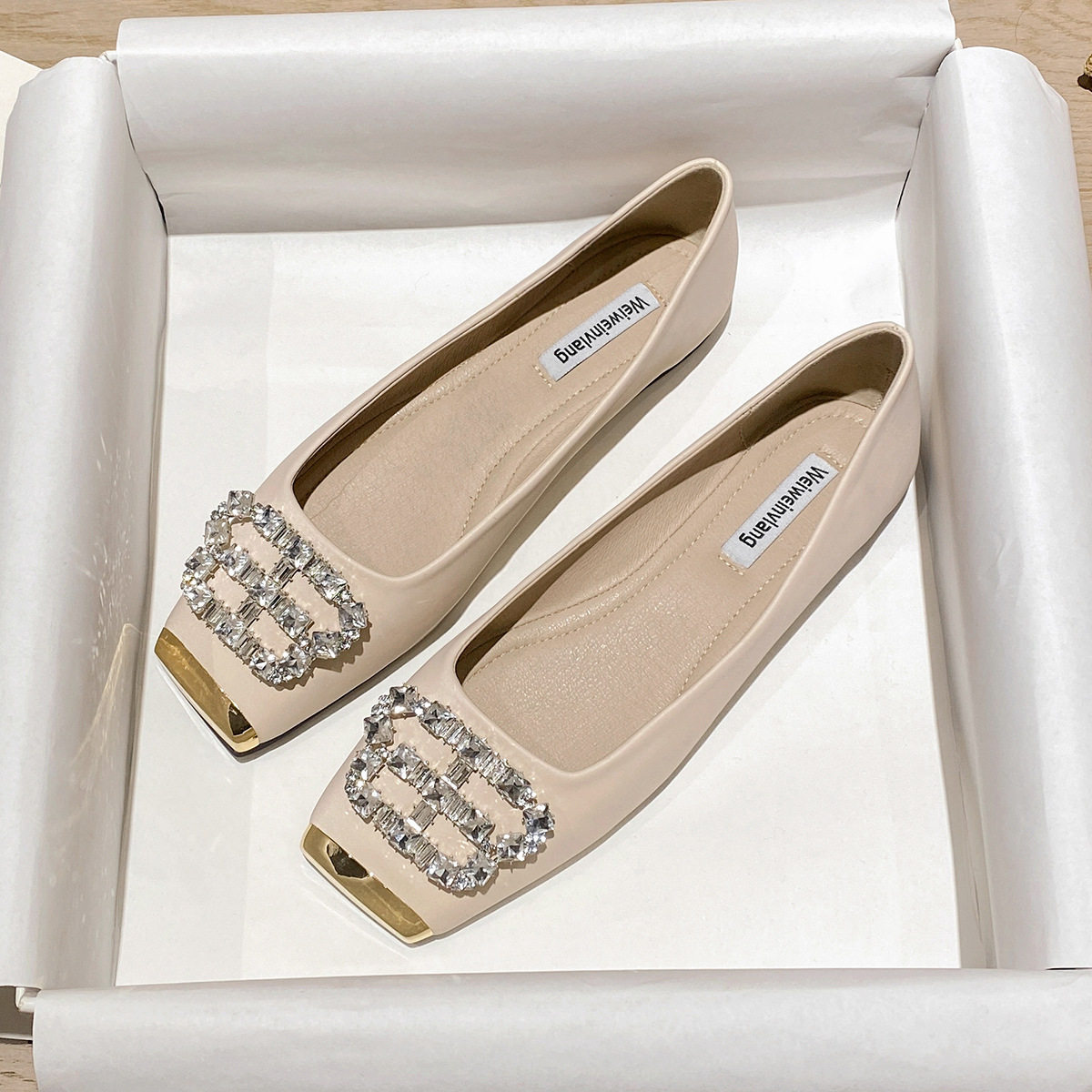 方头单鞋女平底法式一脚蹬豆豆鞋浅口软底瓢鞋女2026新款女鞋,淘宝优惠券,粉丝福利购,淘宝优惠卷