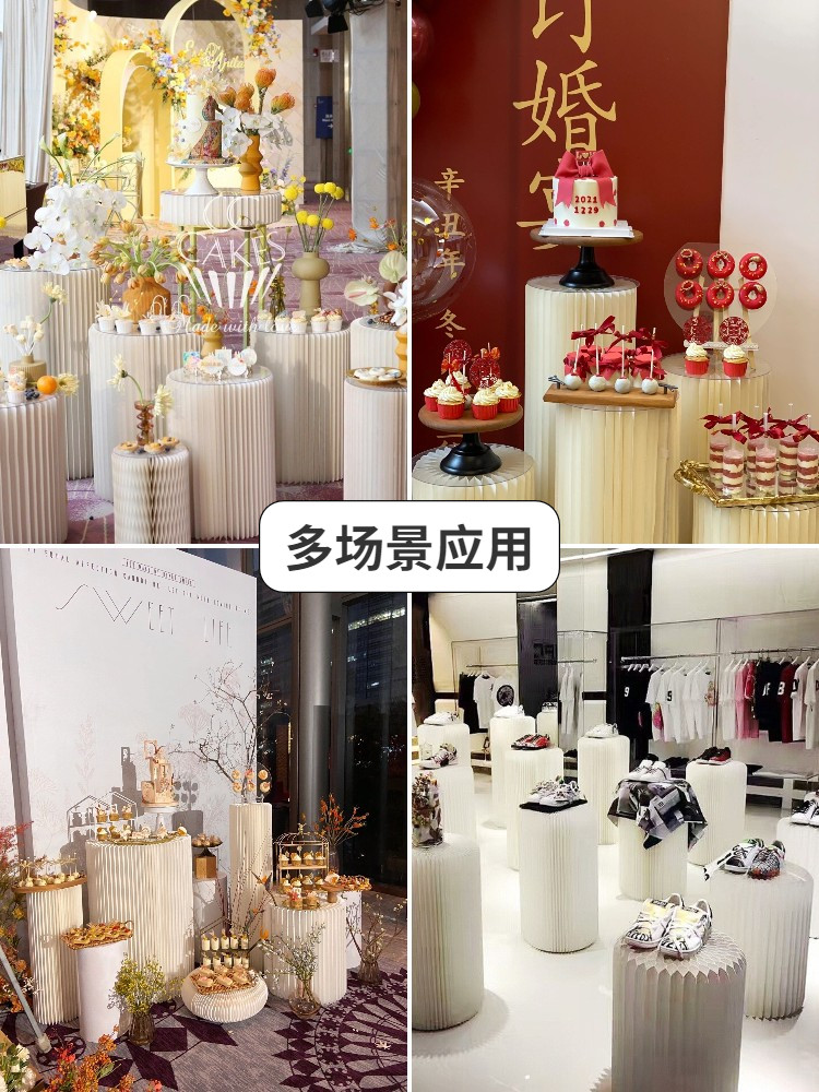 婚庆罗马柱展示台立柱圆柱摆件折叠道具甜品台装饰摆台纸质展台,淘宝优惠券,粉丝福利购,淘宝优惠卷