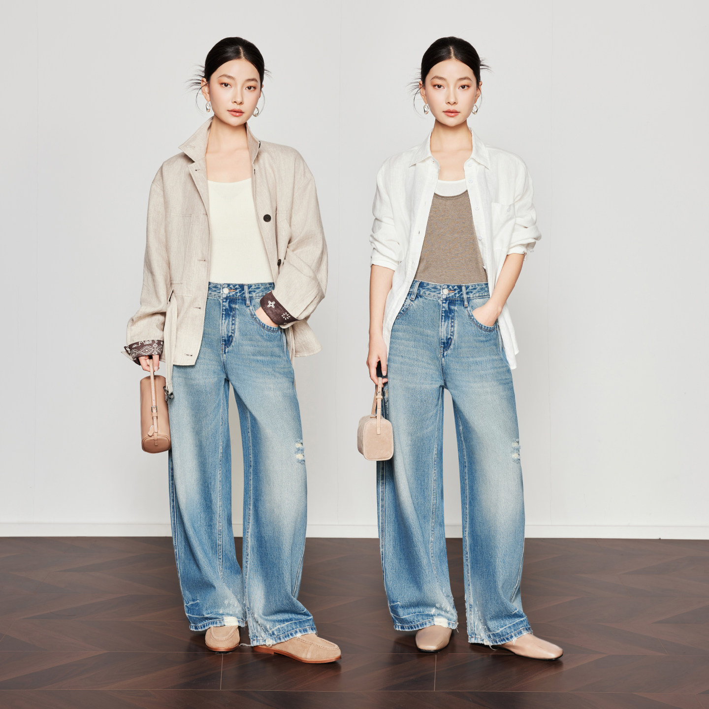 【倦系丹宁】CHICJOJO牛仔裤女26春新款蓝色水洗破洞香蕉休闲裤,淘宝优惠券,粉丝福利购,淘宝优惠卷