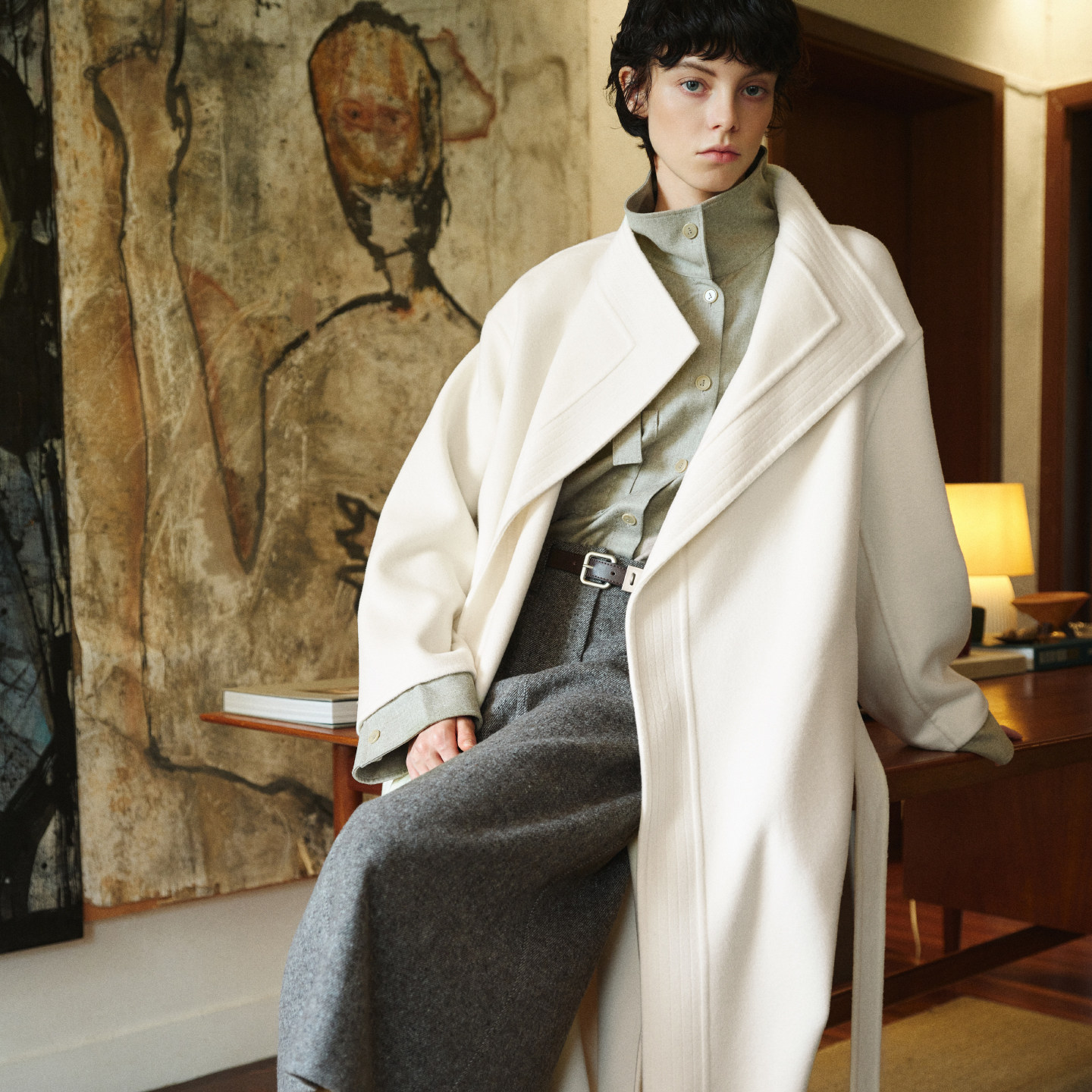 【云绒织境】CHICJOJO白色毛呢外套女25冬新款短款羊绒翻领大衣,淘宝优惠券,粉丝福利购,淘宝优惠卷