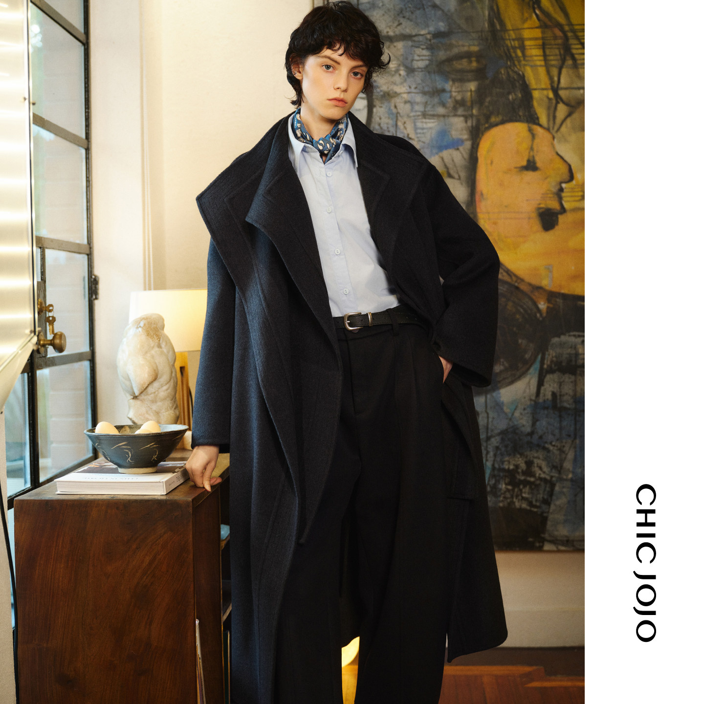 【云绒织境】CHICJOJO白色毛呢外套女25冬新款短款羊绒翻领大衣,淘宝优惠券,粉丝福利购,淘宝优惠卷