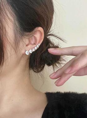 精致弧形镶钻耳夹女耳环小众个性高级感时髦气质耳骨夹耳廓夹耳饰