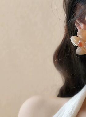 碧玉涴花~夸张清新温柔甜美蓝色粉色花朵耳环小众设计感简约耳饰