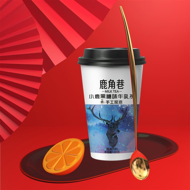 鹿角巷奶茶80g/杯草莓牛乳经典牛乳黑糖味牛乳-图1