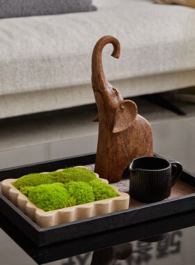 新中式美学古典工艺品托盘茶具纸巾盒组合休闲区布置茶几装饰摆件