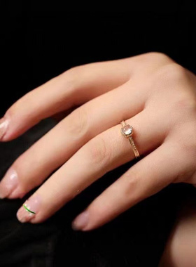 新款锆石透亮露珠开口戒指女轻