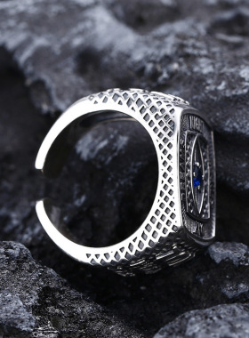 新款复古上帝之眼戒指男士开口可