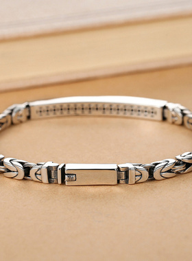 925镀银光面平安纹情侣手链一对