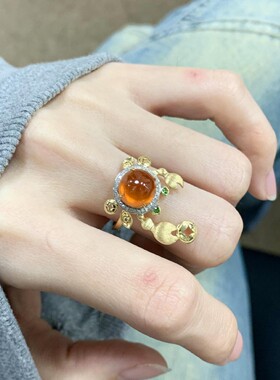 拉丝小螃蟹戒指小众百搭精致饰品