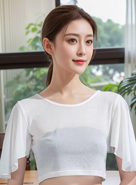 女士薄款披肩叠穿显瘦春夏配吊带裙子飞飞袖冰丝短袖网纱透气凉爽