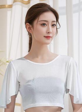 新款网纱飞飞袖打底短款披肩女