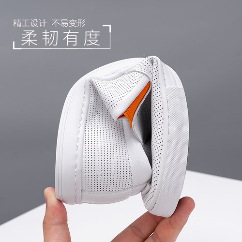 男鞋夏季透气网眼小白鞋乐福鞋男鞋超纤皮休闲鞋柔软平底鞋男板鞋 - 图1