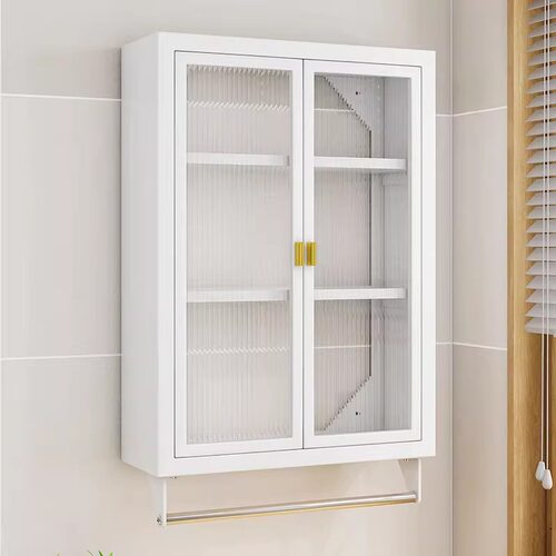 卫生间收纳柜免打孔墙上防水储物柜子浴室小壁柜化妆品壁挂置物架 - 图3