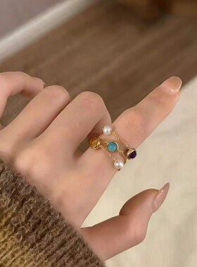 多巴胺轻奢链条开口戒指女