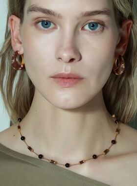 护身符系列马鞍扣锁骨链东陵石双面项链女