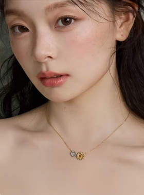 向日葵石榴石水晶项链女