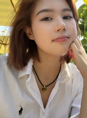 虎眼石项链女复古毛衣链高级感