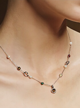 珍珠项链颈链虎眼石满天星