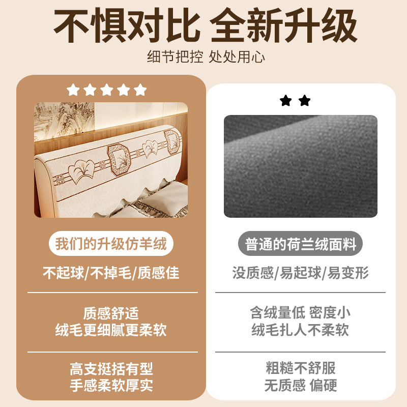 中式床头套罩软包防尘防滑床头罩盖布冬季沙发靠背盖巾仿羊绒垫布,淘宝优惠券,粉丝福利购,淘宝优惠卷