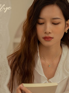 高级感蓝色吊坠S925纯银项链女