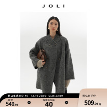 Joli Choose 70% wool bifacial great coat advanced feeling gray mid-coat female autumn winter