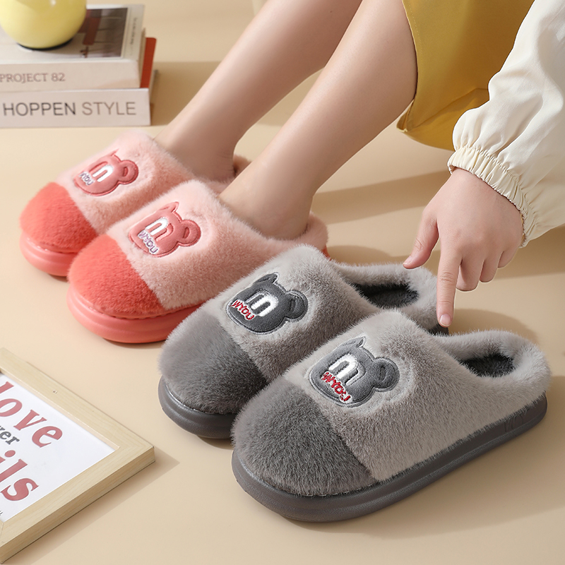 2025新款棉拖鞋男士冬季室内家居用防滑加绒厚底保暖情侣毛拖鞋女 - 图0