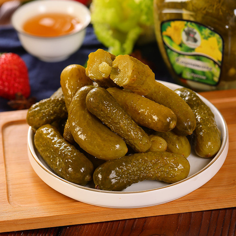 俄式酸黄瓜俄罗斯风味泡菜小黄瓜进口罐头500g即食下饭菜汉堡包邮