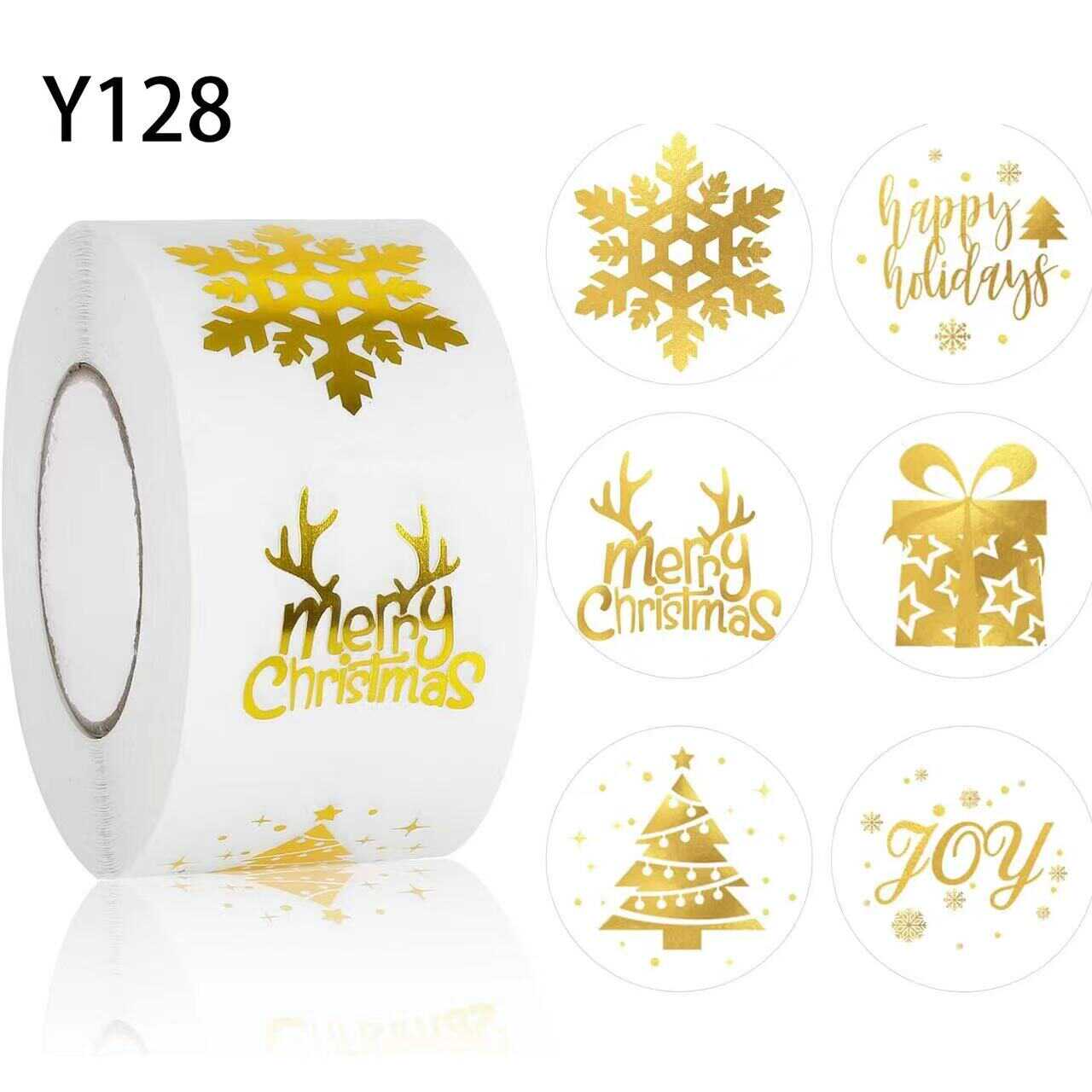透明烫金圣诞节贴纸PVC礼盒包装密封贴标签圣诞派对防水装饰 - 图3