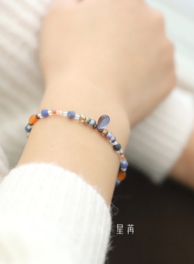 天然玛瑙捷克珠手链女小众高级感