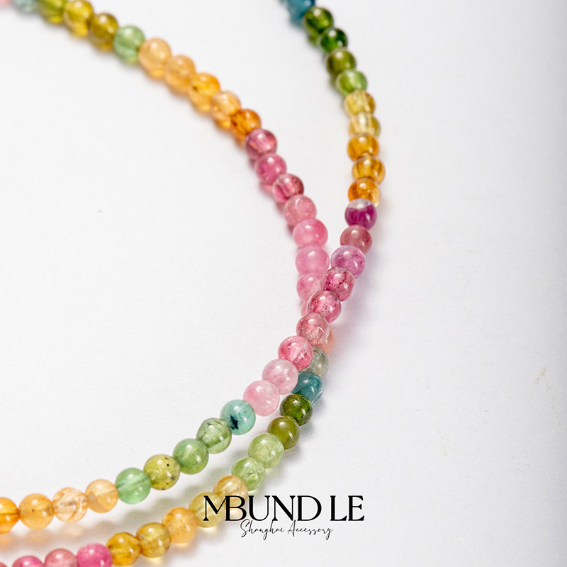 摩邦珠宝晴空彩虹-3mm碧玺项链女款 - 图0