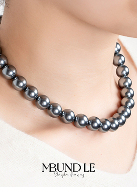 摩邦珠宝月落星沉黑色仿珍珠项链时尚高级配饰