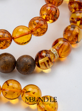 摩邦珠宝流香珀影-花珀琥珀手链10-11mm女款节日礼品