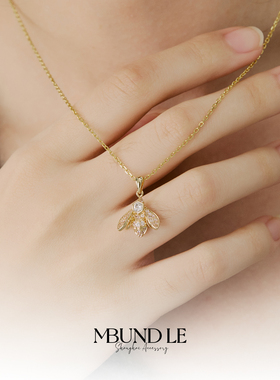 摩邦珠宝蜜蜂吊坠项链简约送礼