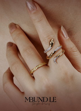 摩邦珠宝蛇来运转-盘蛇套戒女款节日礼品