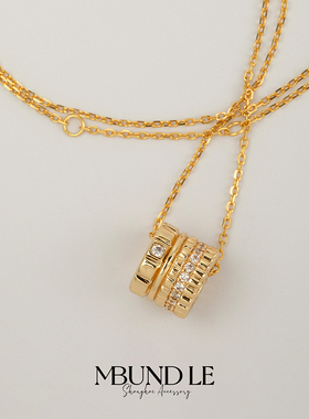 摩邦珠宝幸运滚轮系列金色项链